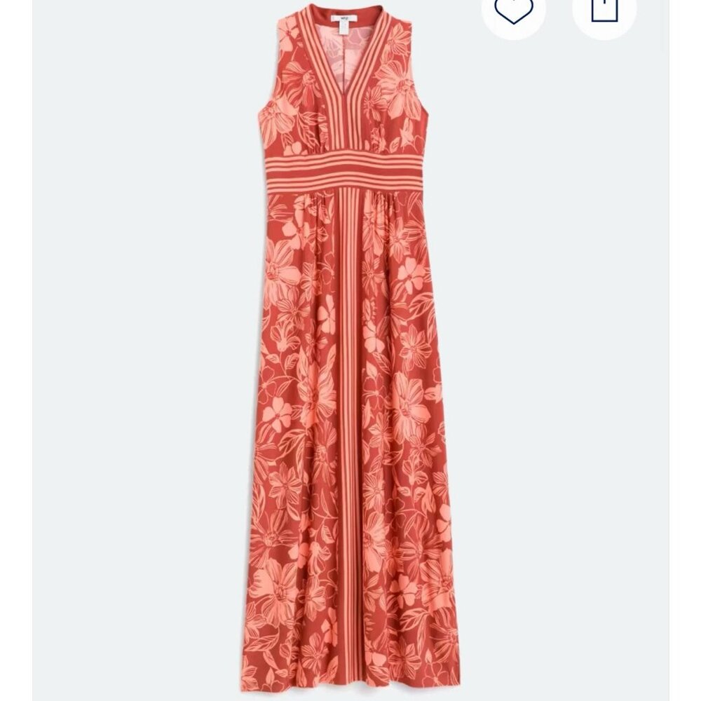 Wisp Maggy London Ella Maxi Jersey Dress Floral Beach Burnt Orange Red 4 S